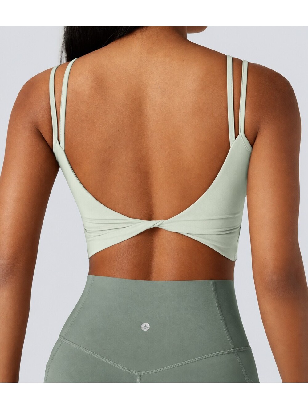 Halara UltraSculpt Double Straps Twisted Backless Cropped Tank Top Mint Size M